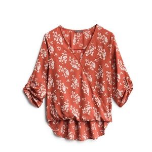 New Allan Surplice Rolltab High Low Blouse